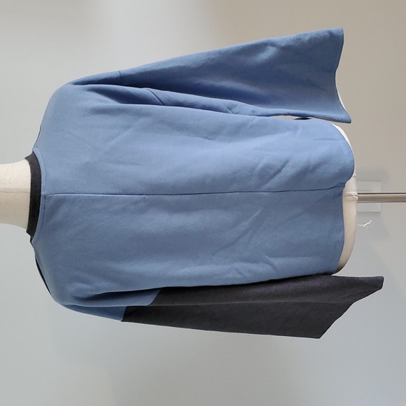 Zara women’s cotton/poly blend top w/bell sleeves grey, blue & white size S NWTS - Picture 3 of 9